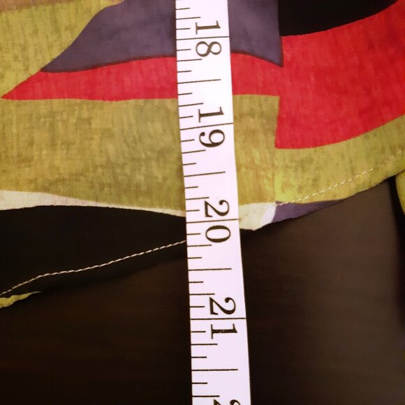 Melrose Petites Colourful Geometric Pattern Peplum Sleeveless Blouse Top Sz 10 - Picture 8 of 8